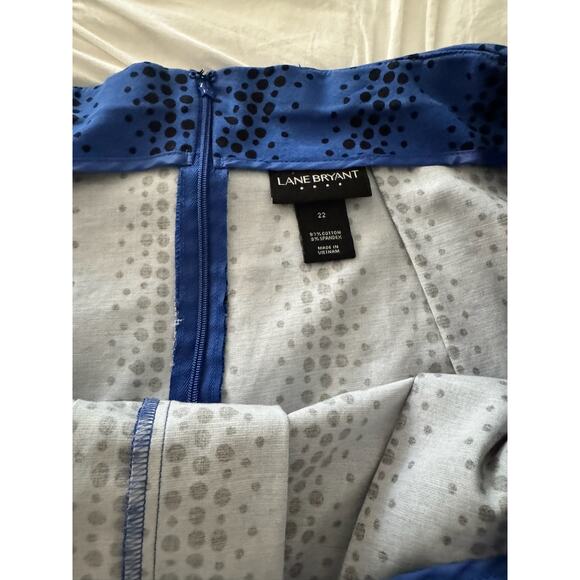 Lane Bryant Blue Skirt Sz 22 Black Polka Dots Knee Length Full Skirt - Picture 6 of 8